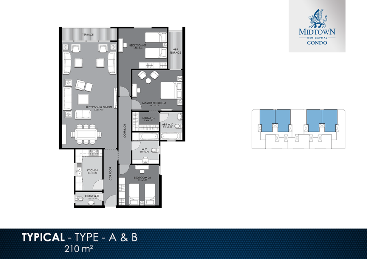 Floor plan for apartment at Midtown condo
