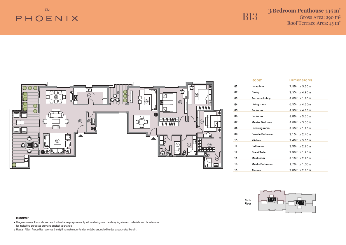 Floor plan for penthouse at Swanlake Residences