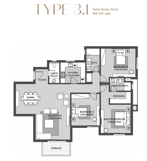 Floor plan for apartment at SODIC East