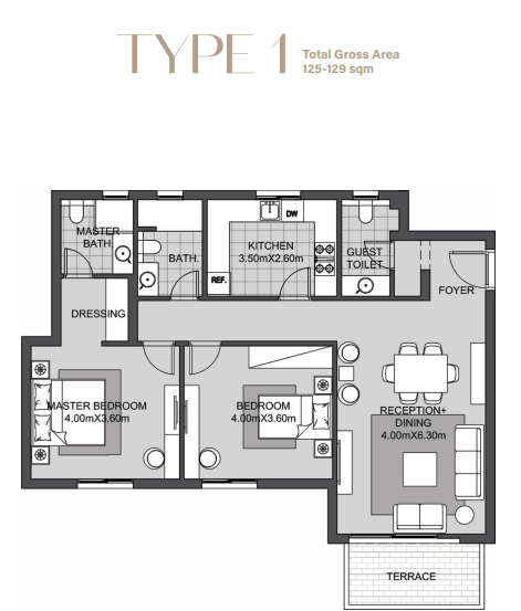 Floor plan for apartment at SODIC East