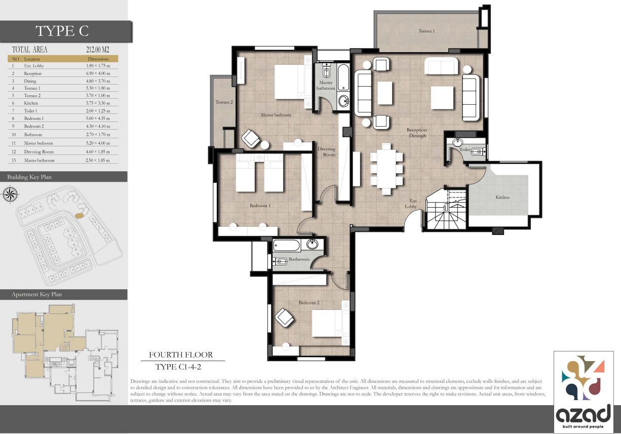 Floor plan for apartment at AZAD