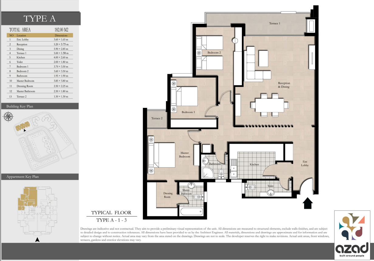 Floor plan for apartment at AZAD