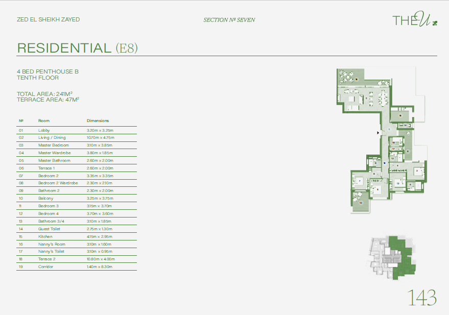 Floor plan for penthouse at ZED