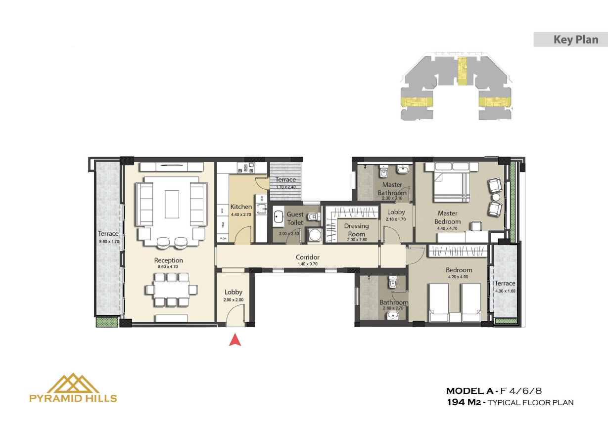 Floor plan for apartment at Pyramid Hills