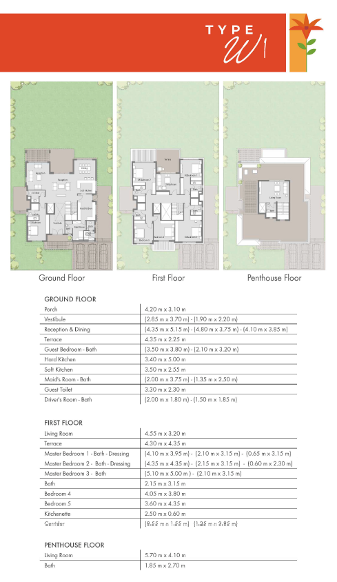 Floor plan for villa at Badya
