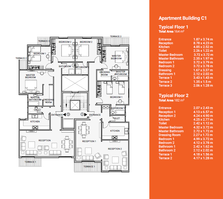 Floor plan for apartment at Sarai