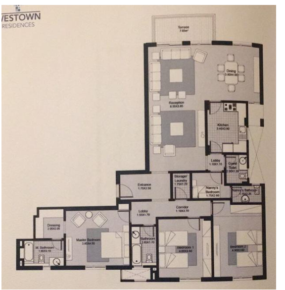Floor plan for apartment at Westown Residences