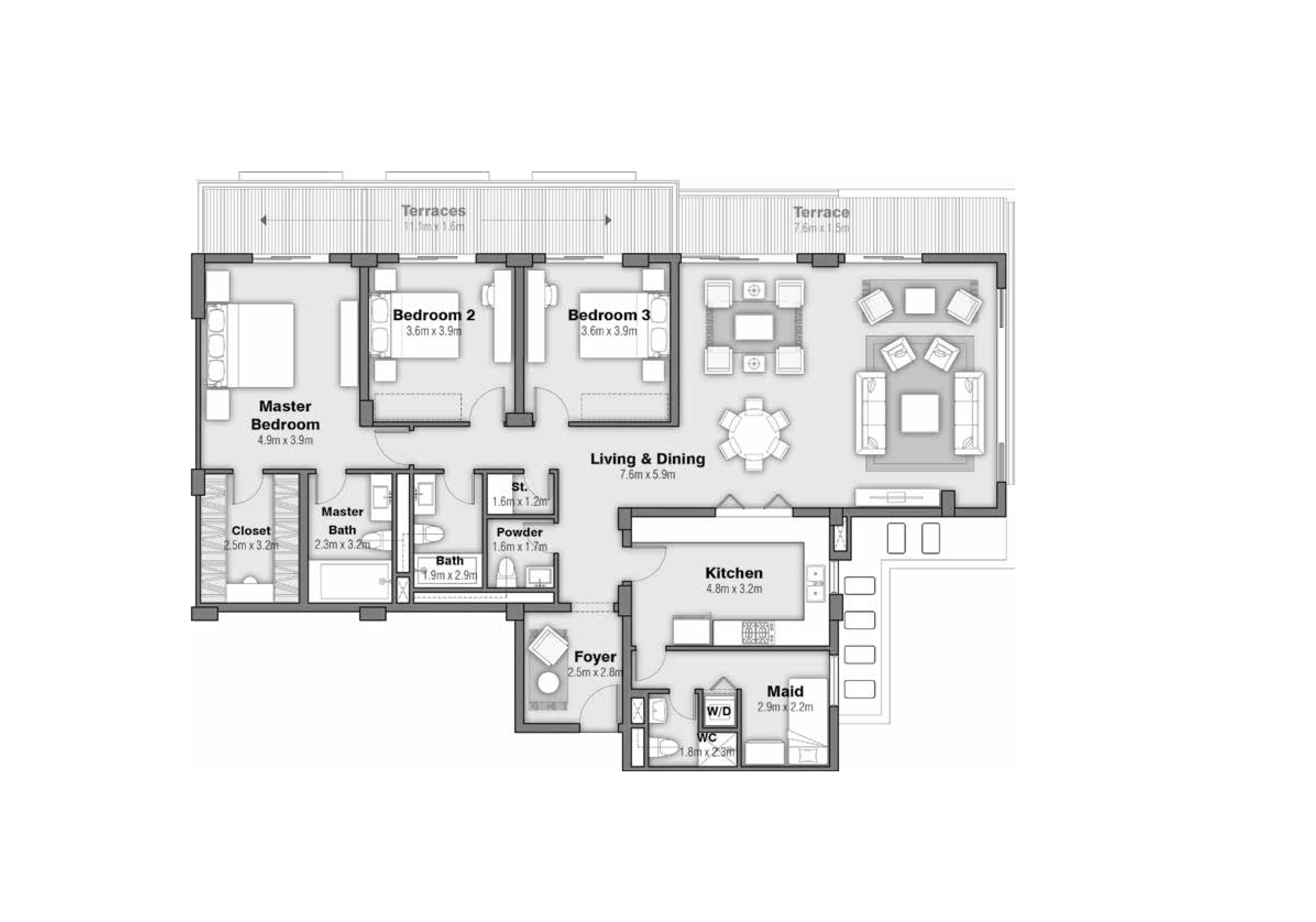 Floor plan for apartment at Uptown Cairo