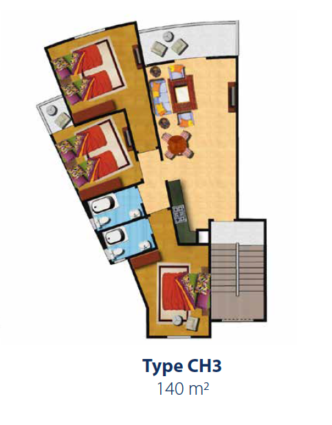 Floor plan for chalet at Majesty Bay El Galala Lasirena