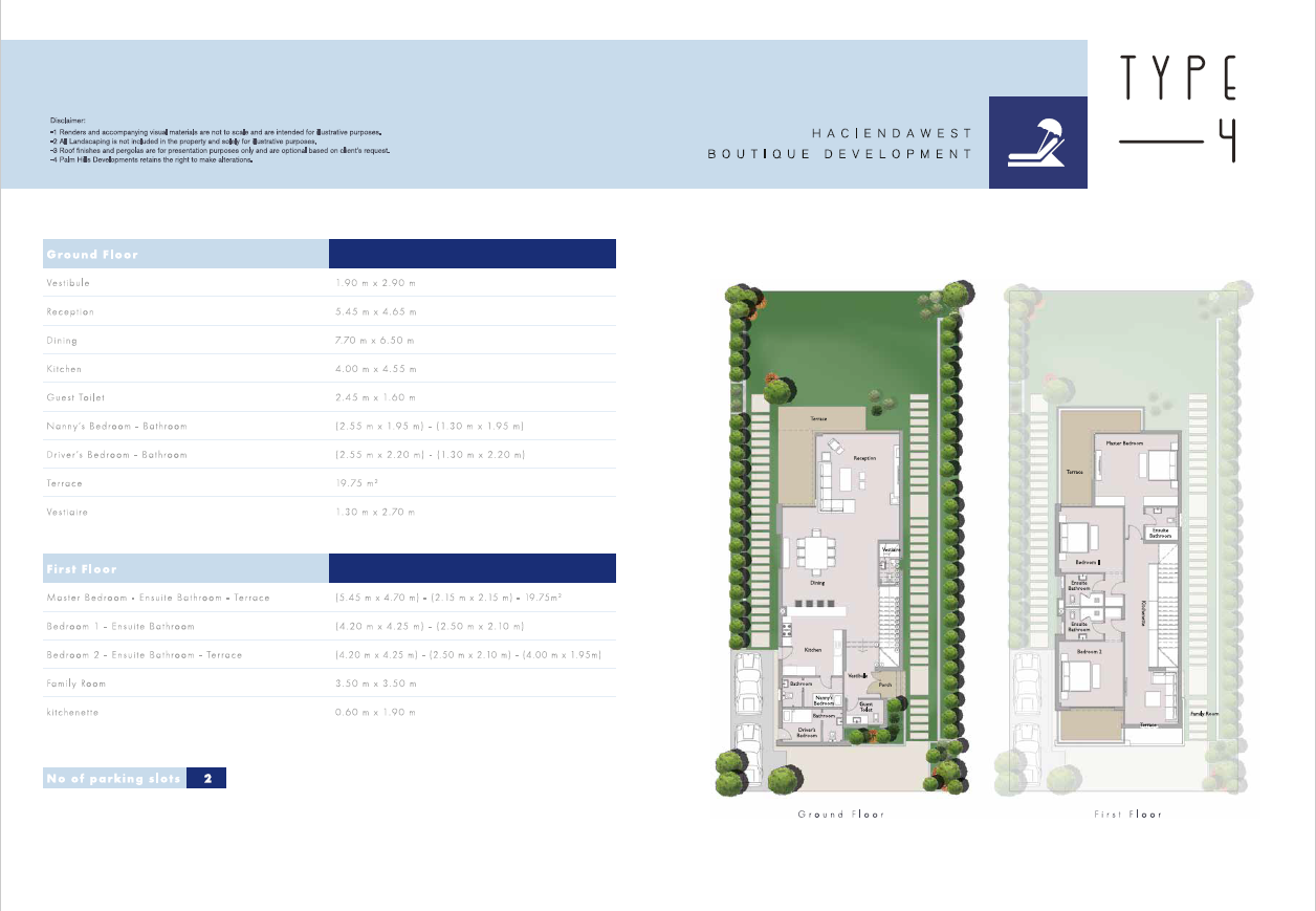 Floor plan for villa at Hacienda West