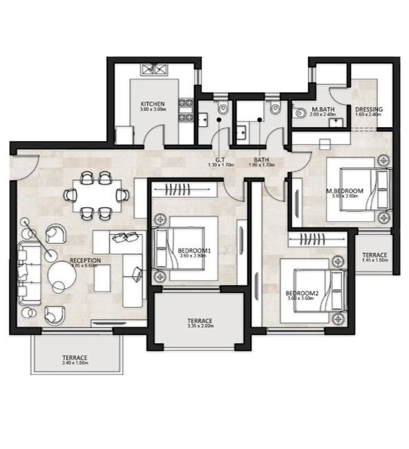 Floor plan for apartment at Garden Lakes