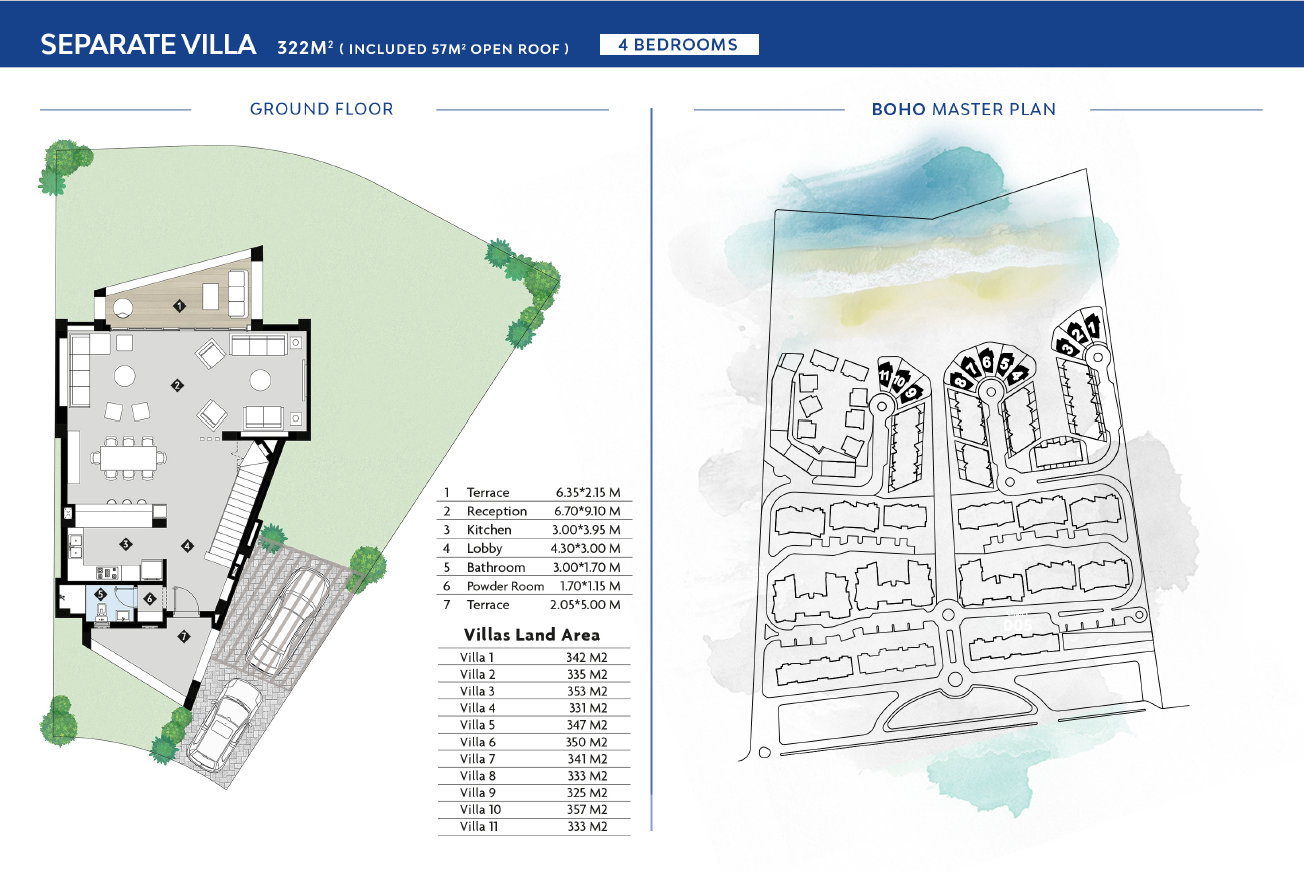 Floor plan for villa at Boho El Sokhna
