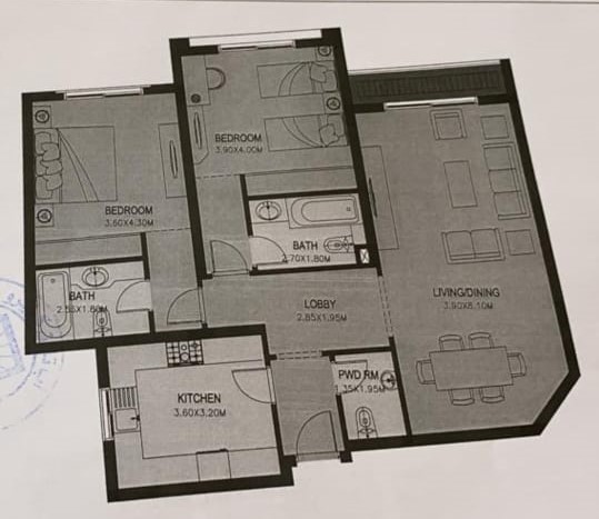 Floor plan for apartment at Uptown Cairo