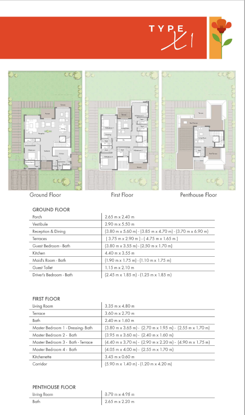 Floor plan for villa at Badya
