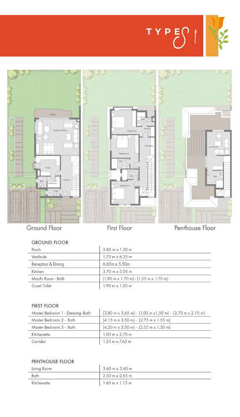 Floor plan for villa at Badya