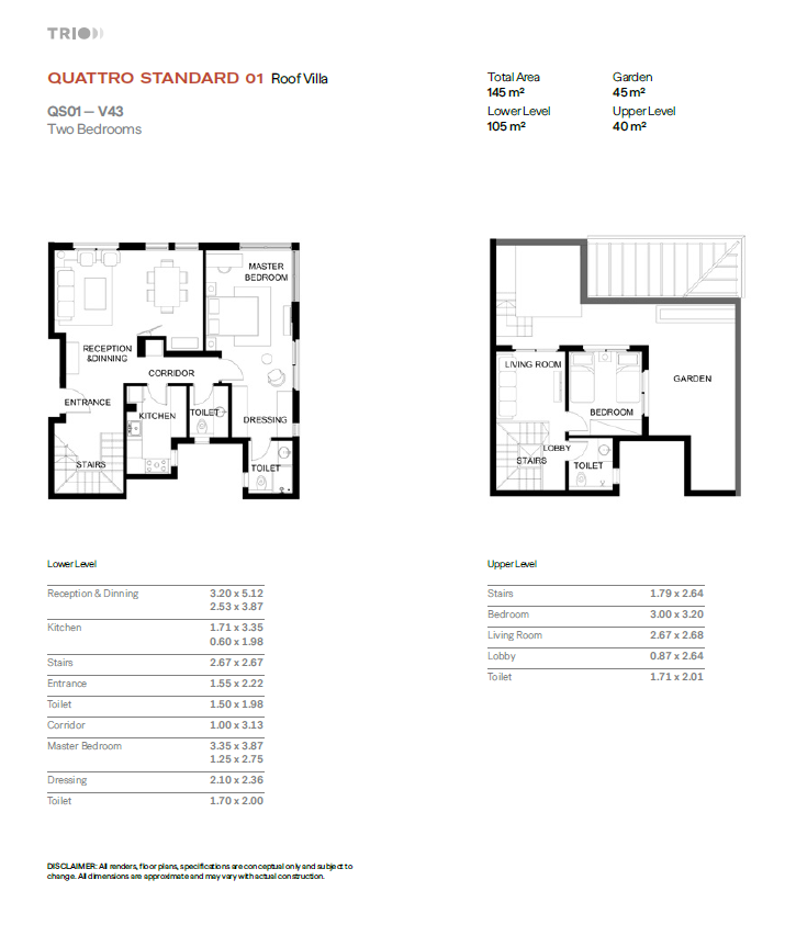 Floor plan for duplex at Trio