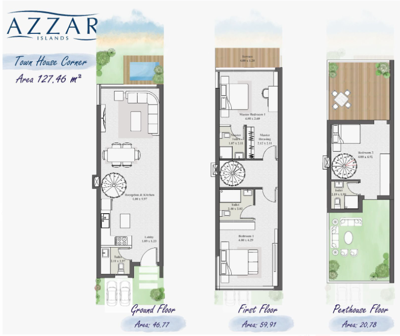 Floor plan for townhouse at Azzar Island
