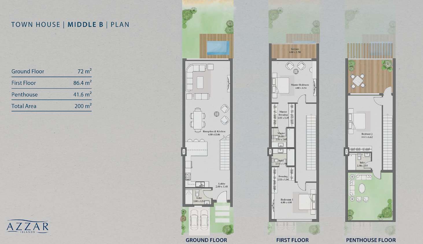 Floor plan for townhouse at Azzar Island