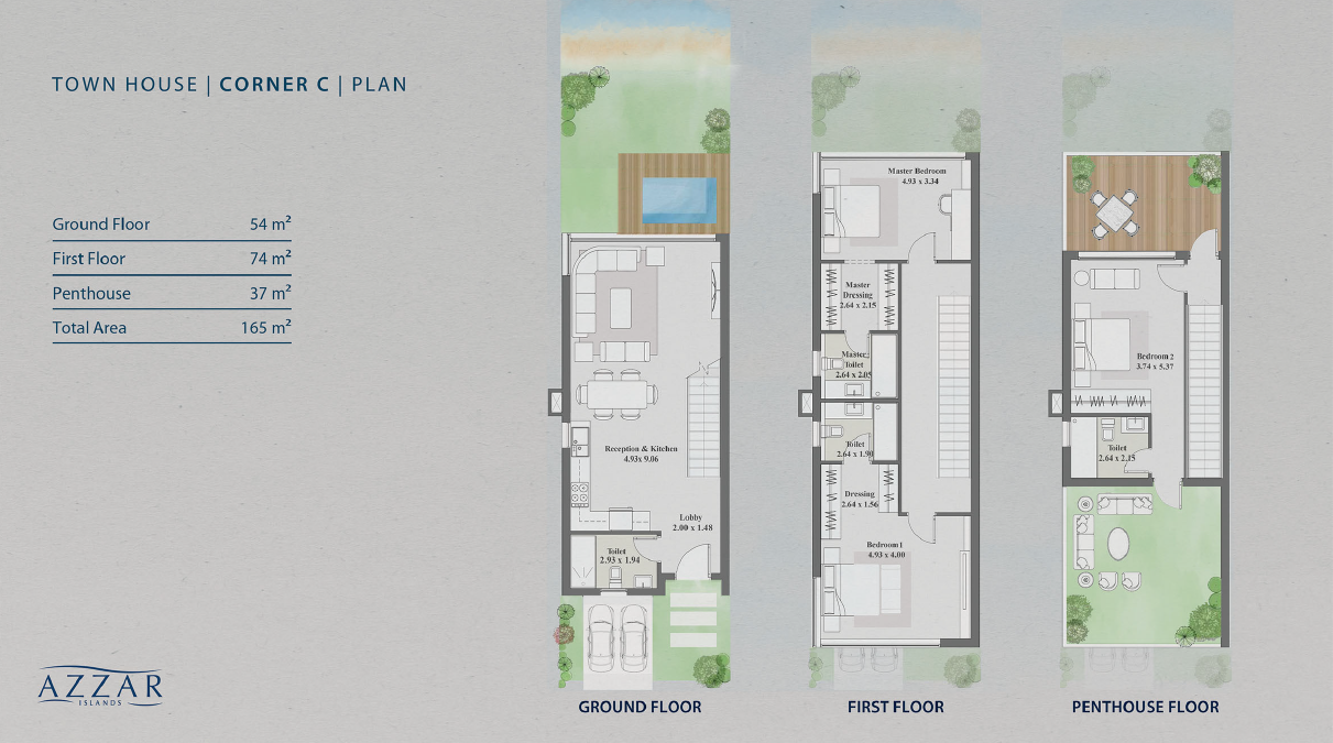 Floor plan for townhouse at Azzar Island
