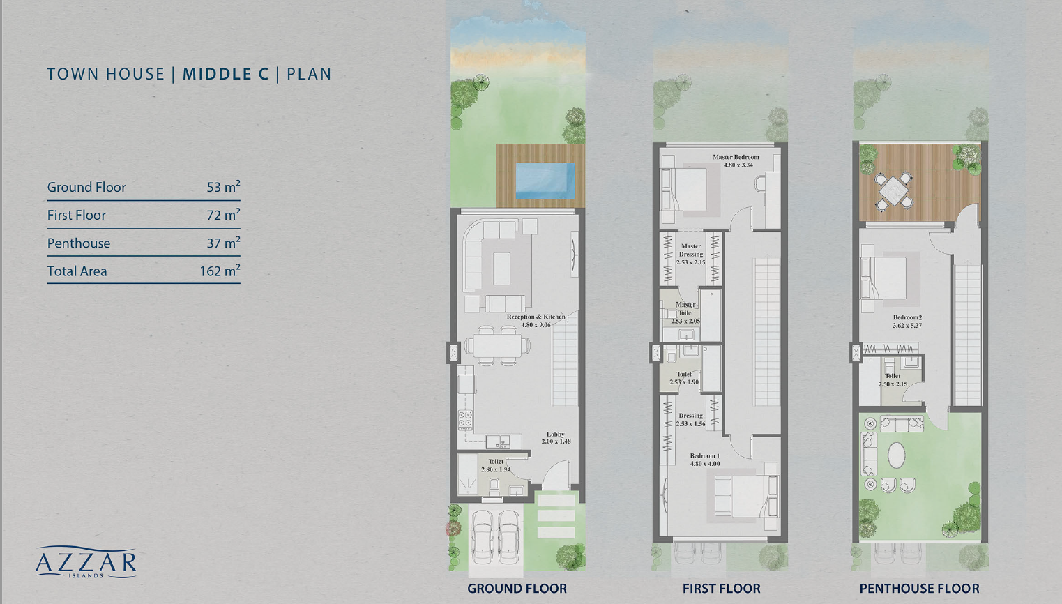 Floor plan for townhouse at Azzar Island