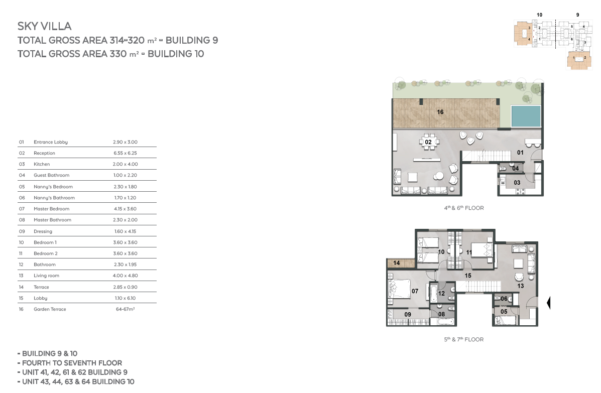 Floor plan for duplex at Vinci