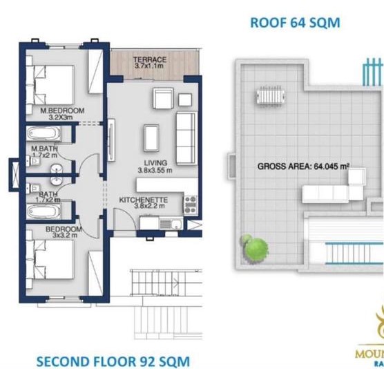 Floor plan for penthouse at Mountain View Ras El Hekma