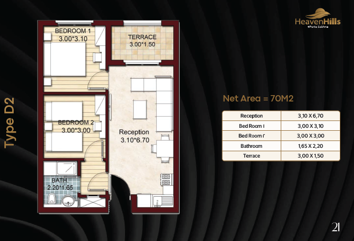 Floor plan for chalet at Heaven Hills Porto El Sokhna