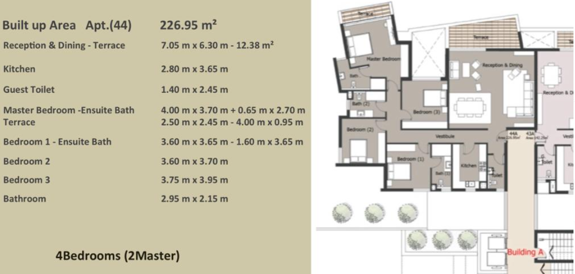 Floor plan for apartment at Palm Hills New Cairo