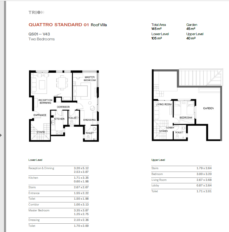 Floor plan for duplex at Trio