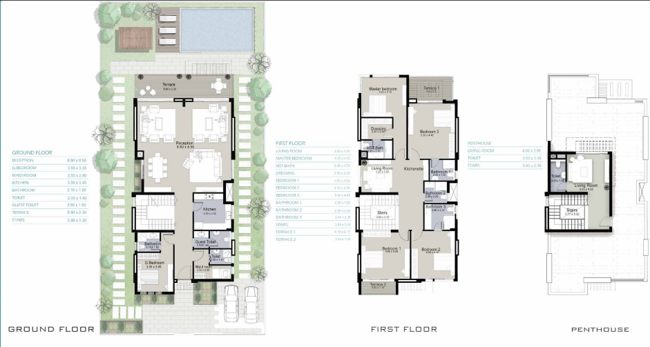 Floor plan for villa at Marina 8