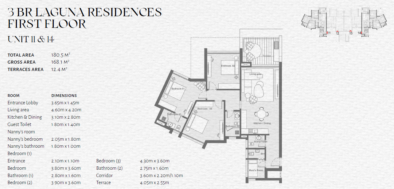 Floor plan for apartment at The Med