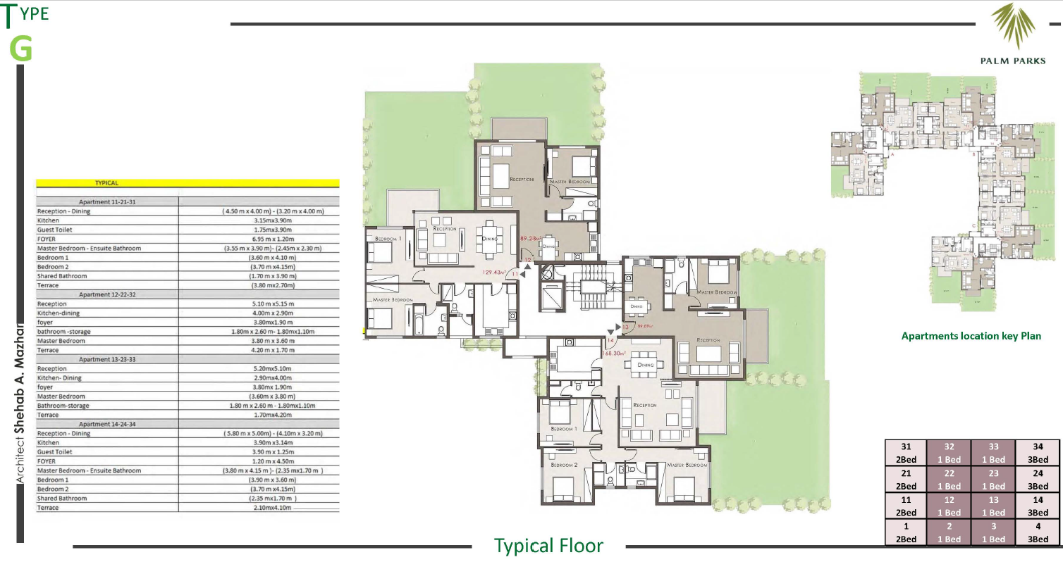 Floor plan for apartment at Palm Parks