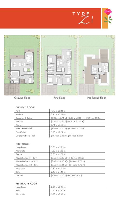 Floor plan for villa at Badya