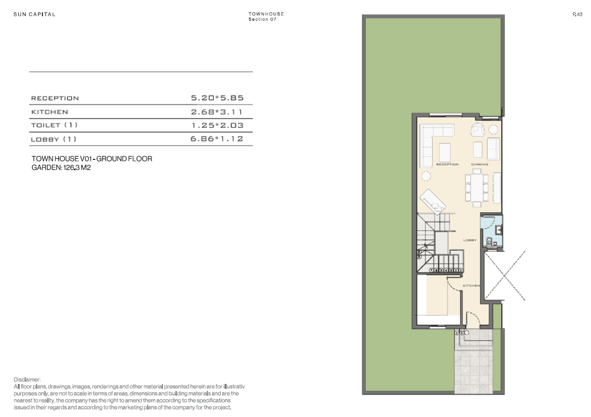Floor plan for townhouse at Sun Capital