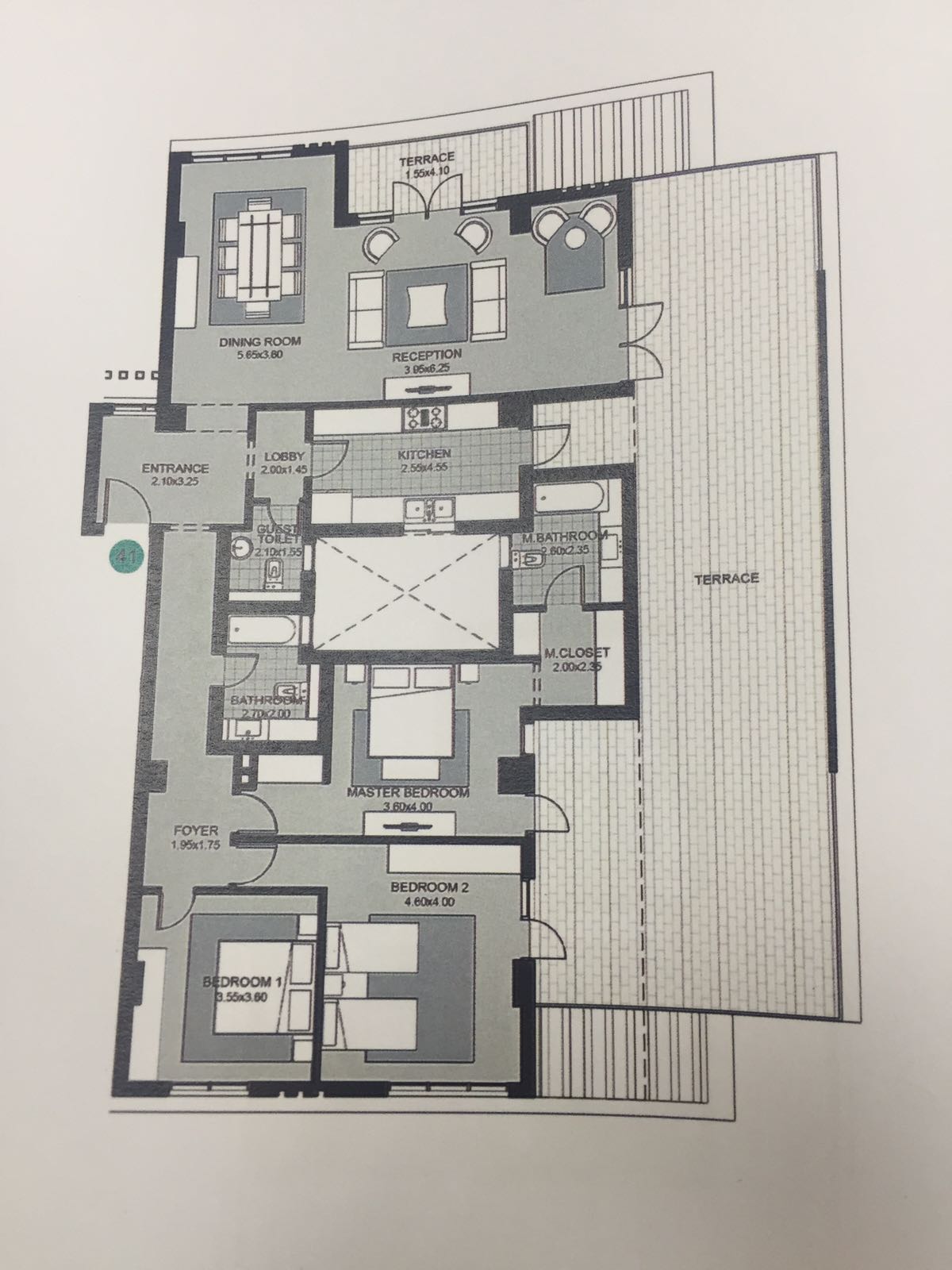 Floor plan for penthouse at Villette