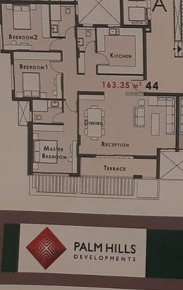 Floor plan for apartment at Palm Hills New Cairo