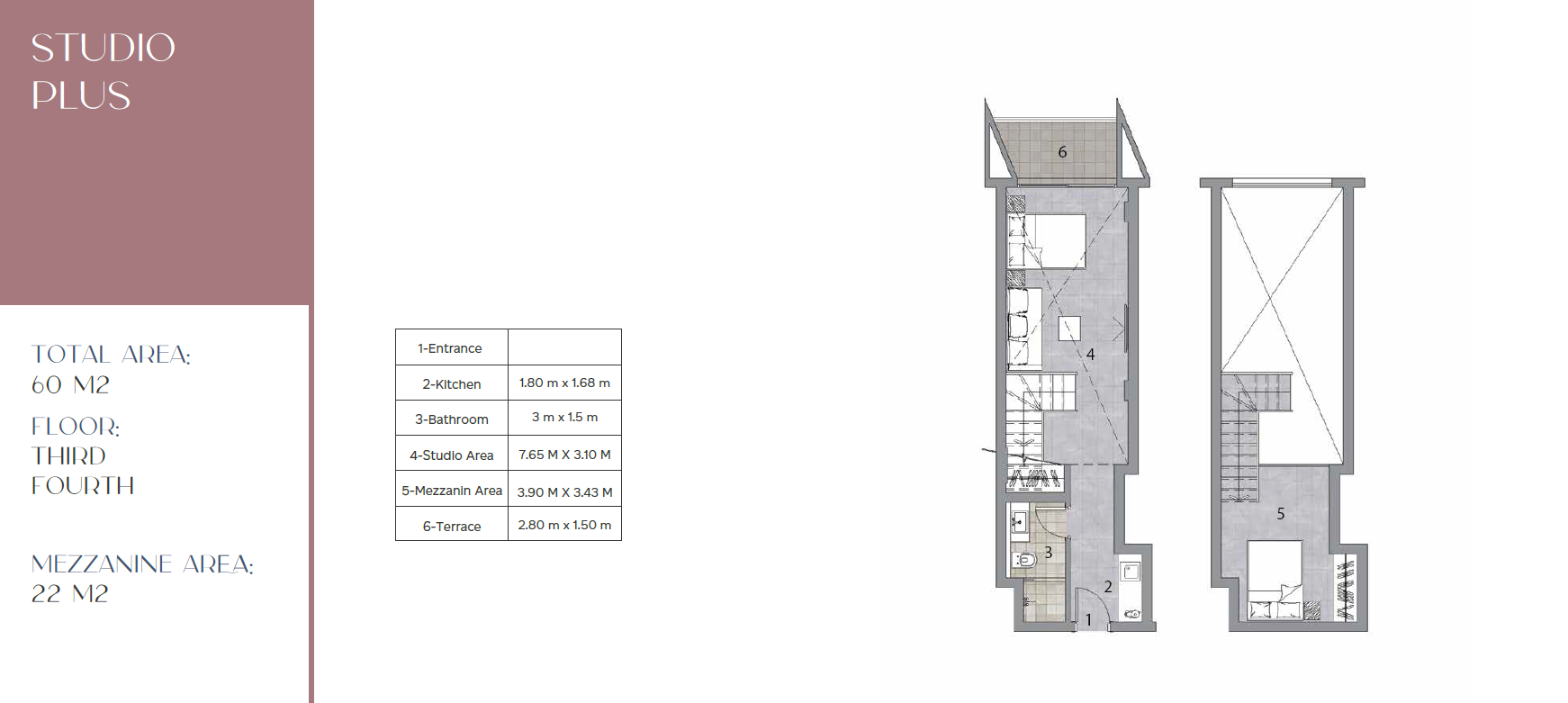 Floor plan for studio at Alura