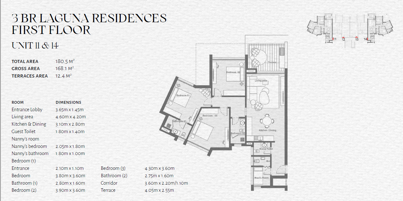 Floor plan for apartment at The Med