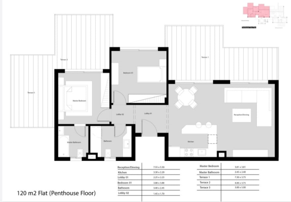 Floor plan for penthouse at Nord New Alamein