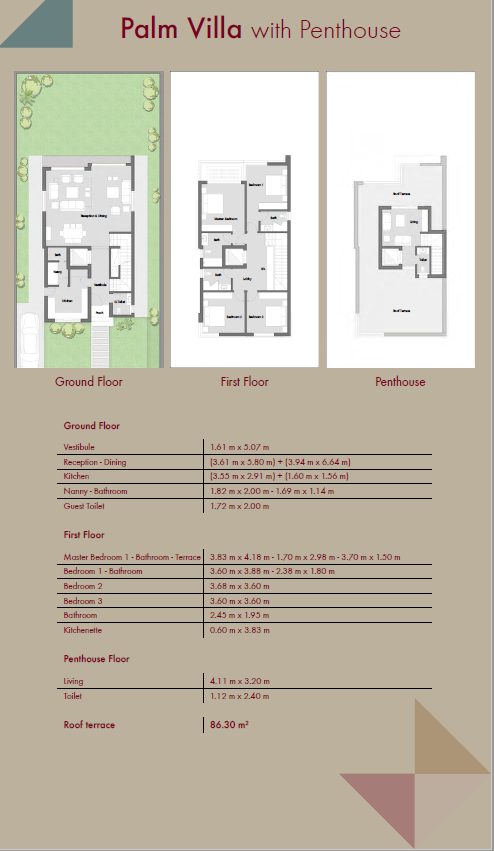 Floor plan for villa at Palm Hills Alexandria