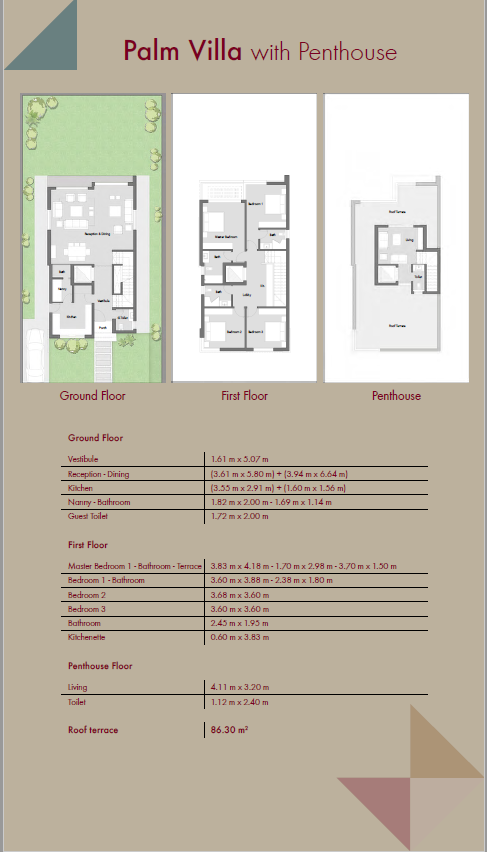 Floor plan for villa at Palm Hills Alexandria