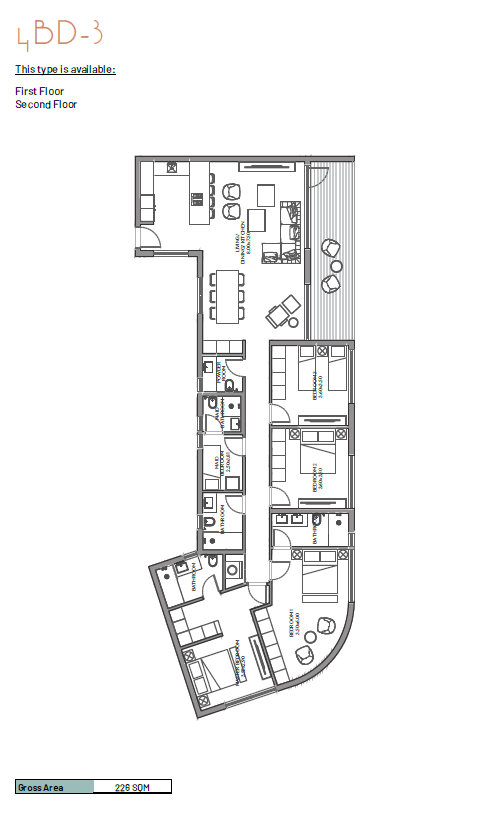 Floor plan for apartment at Beach Residence-June
