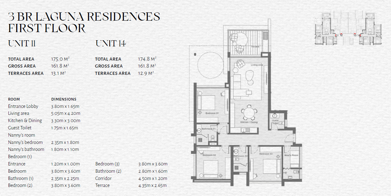 Floor plan for apartment at The Med
