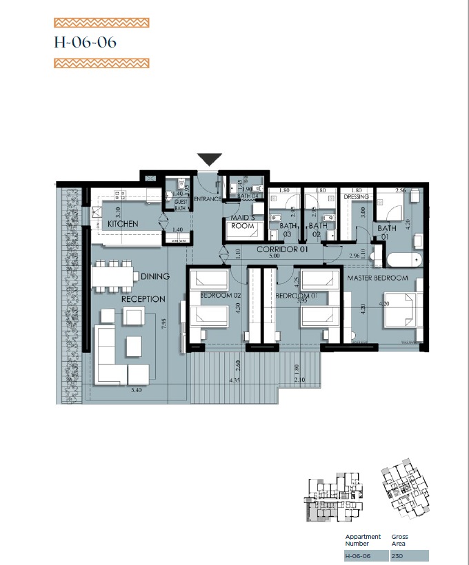 Floor plan for apartment at 205 Arkan Palm