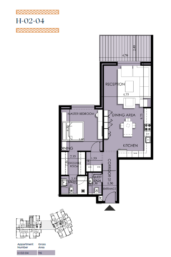 Floor plan for apartment at 205 Arkan Palm