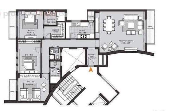 Floor plan for apartment at Pyramid Hills
