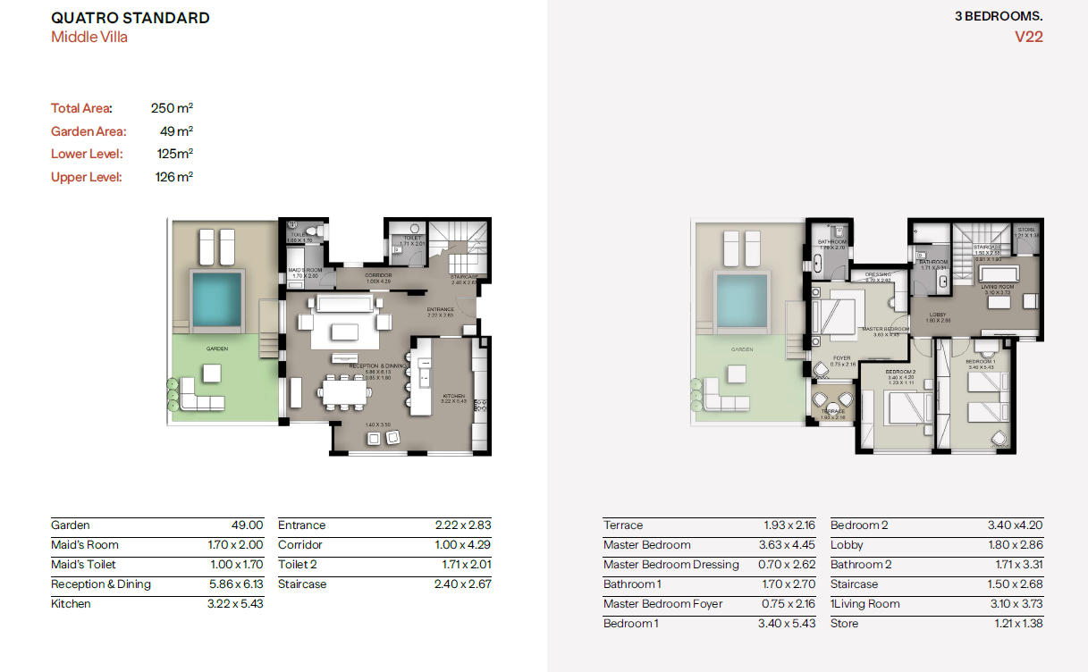 Floor plan for duplex at Trio