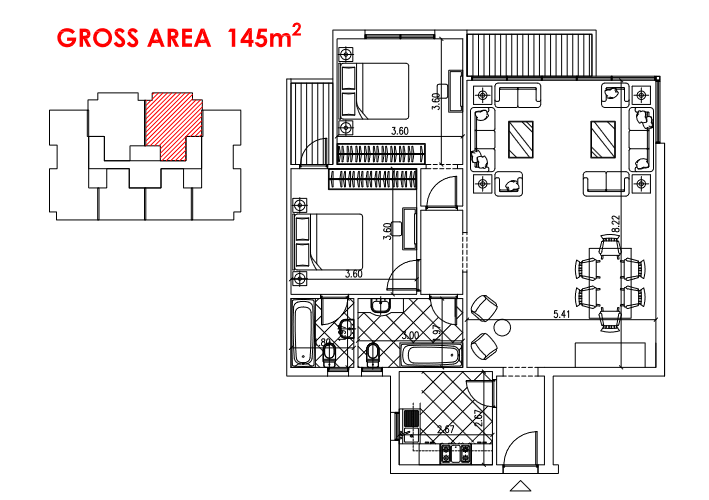 Floor plan for apartment at Midtown Sky