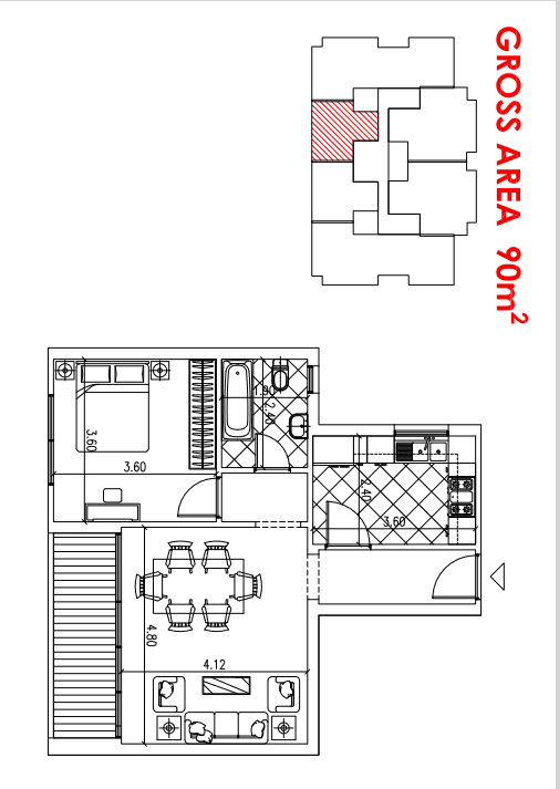 Floor plan for apartment at Midtown Sky