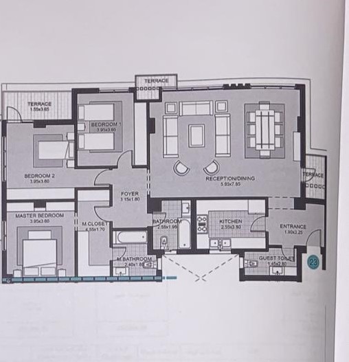 Floor plan for apartment at Sky Condos